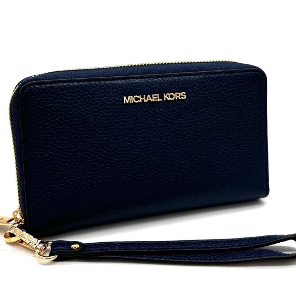 Michael Kors JST LG Flat MF Phone Case Wallet Navy Blue (NWT)